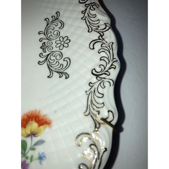 BAVARIA Schumann Floral Round Dinner Plate with Plate Hanger GERMANY US ZONE 10" - Picture 10 of 12